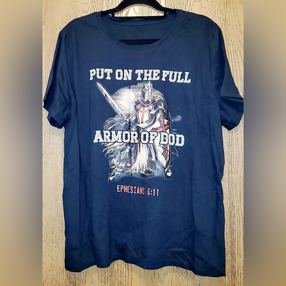 Put On The Full Armor Of God Christian Religious Quote T-Shirt Sz: 2XL NWOT - Picture 2 of 7